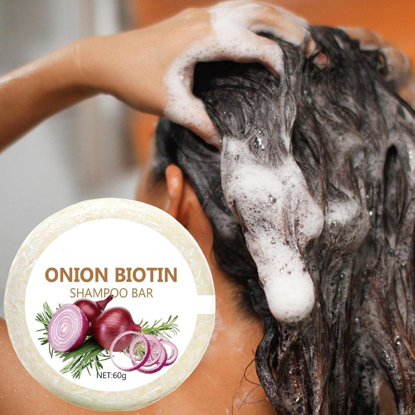 Onion & Biotin Shampoo Bar - 60g, Suitable for All Hair Types