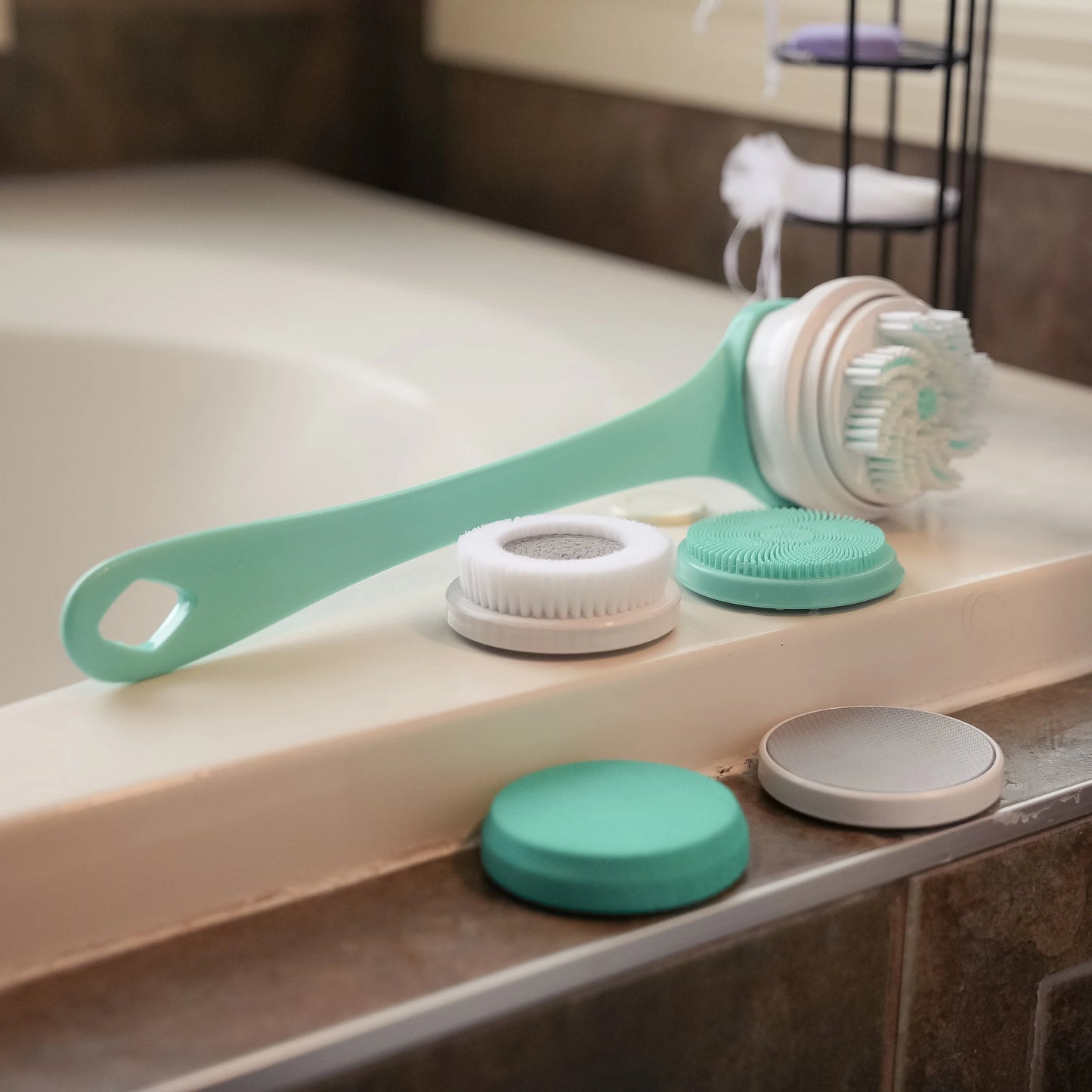 NEW Electric Shower Body Cleaning Brush 5 Heads Spinning