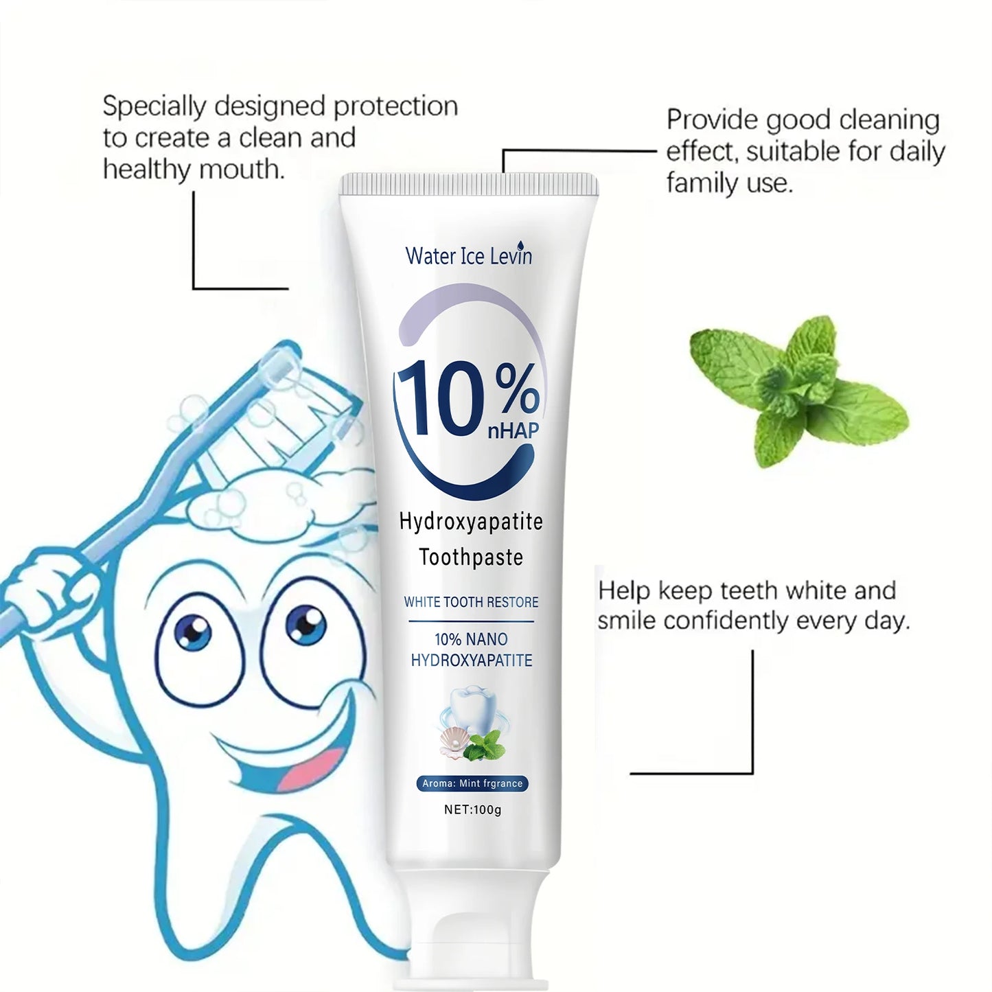 10% Nano Hydroxyapatite Toothpaste Restores White Teeth