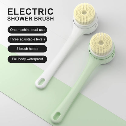 NEW Electric Shower Body Cleaning Brush 5 Heads Spinning