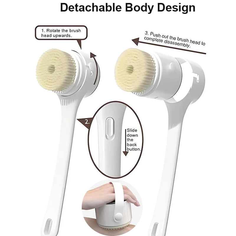 NEW Electric Shower Body Cleaning Brush 5 Heads Spinning