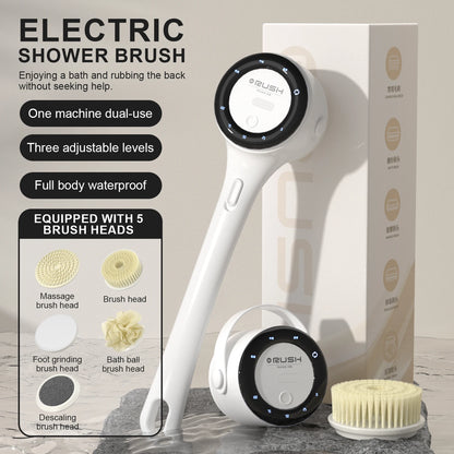NEW Electric Shower Body Cleaning Brush 5 Heads Spinning