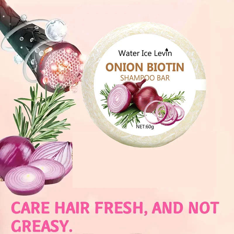Onion & Biotin Shampoo Bar - 60g, Suitable for All Hair Types