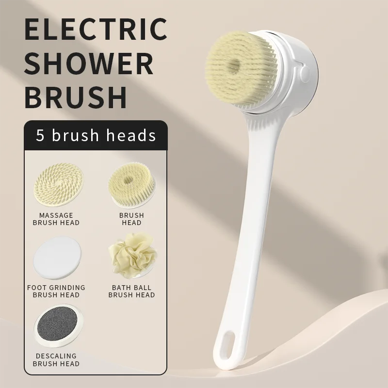 NEW Electric Shower Body Cleaning Brush 5 Heads Spinning