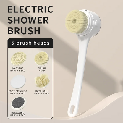NEW Electric Shower Body Cleaning Brush 5 Heads Spinning