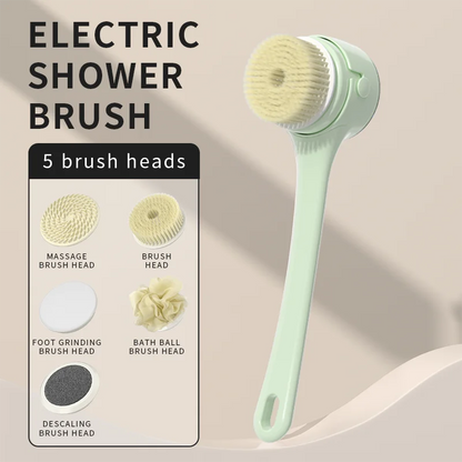 NEW Electric Shower Body Cleaning Brush 5 Heads Spinning