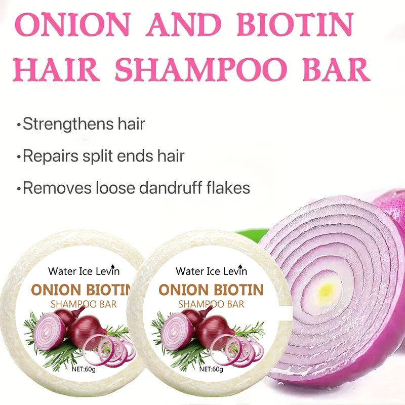 Onion & Biotin Shampoo Bar - 60g, Suitable for All Hair Types