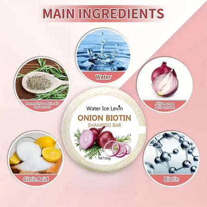 Onion & Biotin Shampoo Bar - 60g, Suitable for All Hair Types